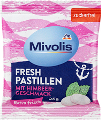 Pastilles, framboos, suikervrij, 25 g