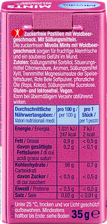 Mivolis Pastilles, Mints Wild Berry, suikervrij, 35 g