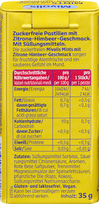 Pastillen, Mints Zitrone-Himbeere, zuckerfrei, 35 g