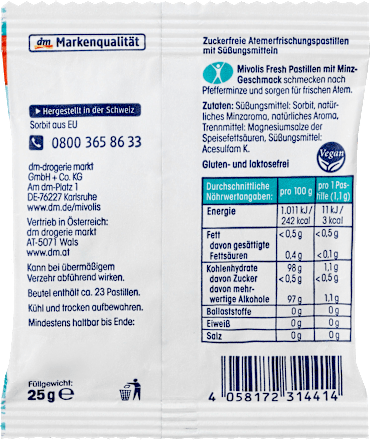 Mivolis Pastilles, munt, suikervrij, 25 g
