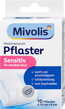Pflaster Sensitiv 10 cm x 6 cm, 10 Stück, 1 m