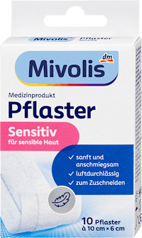 Pflaster Sensitiv 10 cm x 6 cm, 10 Stück, 1 m