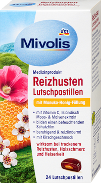 Hoestpastilles met Manuka honing vulling, 24 stuks
