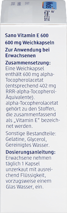 Sano Vitamin E 600, Weichkapseln, 42 St
