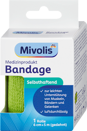 Mivolis Selbsthaftende Bandage, 6 cm x 5 m (gedehnt), 1 Rolle, 5 m