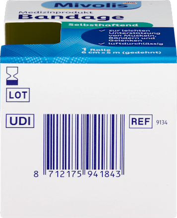 Mivolis Selbsthaftende Bandage, 6 cm x 5 m (gedehnt), 1 Rolle, 5 m