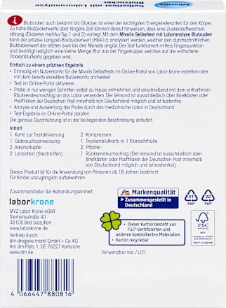 Zelftest met laboratoriumanalyse bloedsuiker, 1 applicatie, 1 st.