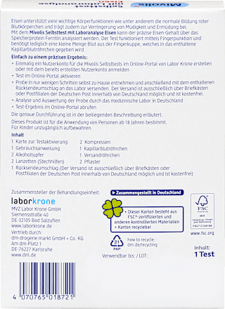 Selbsttest mit Laboranalyse Eisen, 1 Anwendung, 1 St