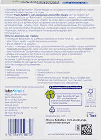 Selbsttest mit Laboranalyse Lebensmittel-Allergie, 1 Anwendung, 1 St