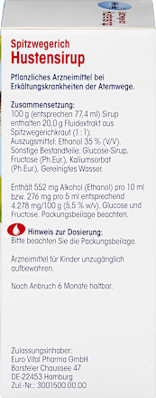 Spitzwegerich Hustensirup, 200 ml