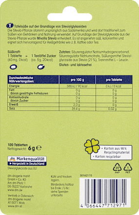 Stevia tabletten 100 stuks, 100 stuks