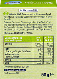 Dextrose 2-in-1, Framboos-Appel, 50 g