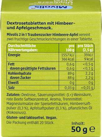 Traubenzucker 2in1, Himbeere-Apfel, 50 g