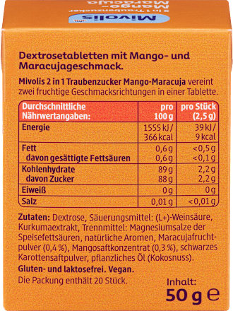 Traubenzucker 2in1, Mango-Maracuja, 50 g