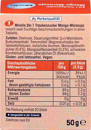 Dextrose 2-in-1, Mango-Passievrucht, 50 g