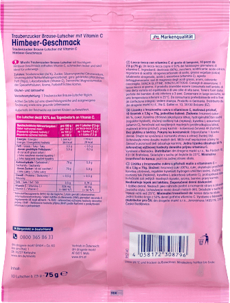 Traubenzucker, Brause-Lutscher Himbeere für Kinder, 75 g
