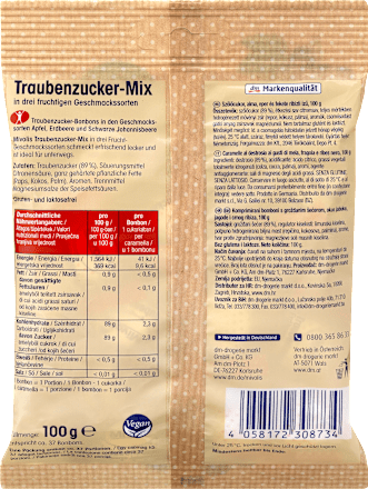 Traubenzucker, Früchte-Mix, 100 g