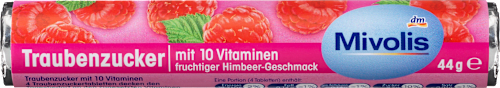 Traubenzucker, Himbeere mit 10 Vitaminen, 44 g