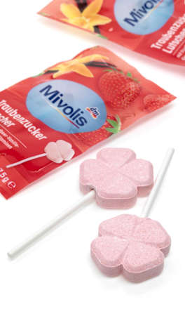 Dextrose, aardbei-vanille lolly's voor kinderen, 75 g