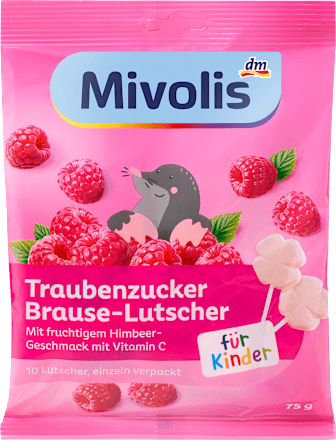 Traubenzucker Lutscher Himbeere, 75 g