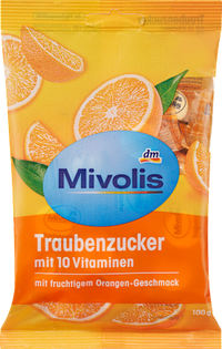 Dextrose, sinaasappel met 10 vitaminen, 100 g