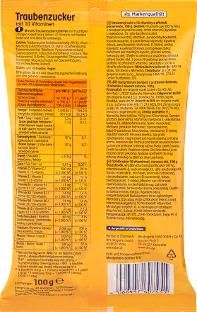 Dextrose, sinaasappel met 10 vitaminen, 100 g