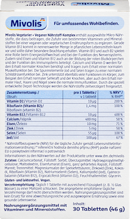 Vegetarier und Veganer Nährstoff-Komplex Tabletten 30 St, 46 g