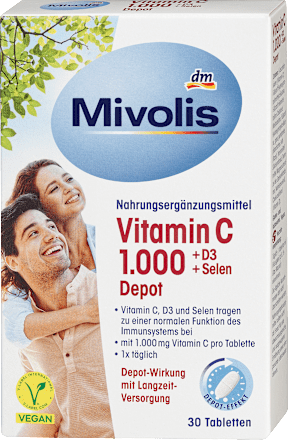 Vitamin C 1000 + D3 + Selen Depot 30 St, 42 g Mivolis