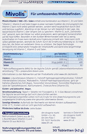 Vitamin C 1000 + D3 + Selen Depot 30 St, 42 g