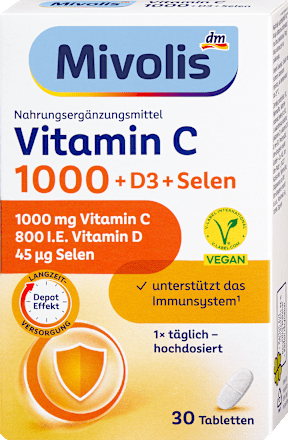 Vitamin C 1000 + D3 + Selen Depot 30 St, 42 g