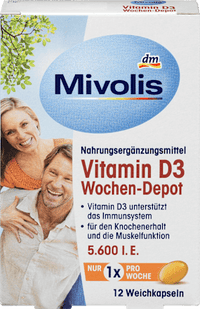 Vitamin D3 5600 I.E. Wochen-Depot Weichkapseln 12 St., 5 g Mivolis