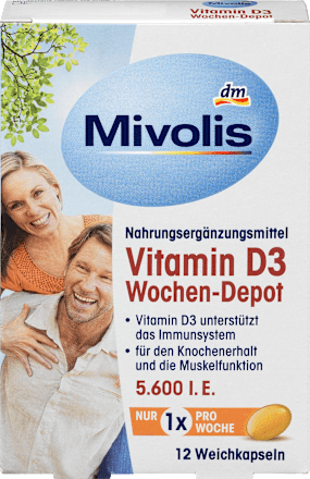 Vitamine D3 5600 IE Weekly Depot Zachte Capsules 12 stuks, 5 g