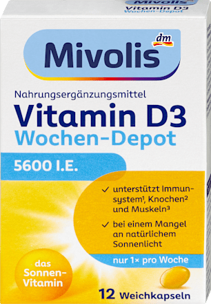 Vitamin D3 5600 I.E. Wochen-Depot Weichkapseln 12 St, 5 g