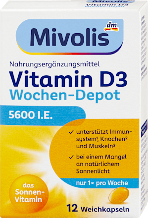 Vitamin D3 5600 I.E. Wochen-Depot Weichkapseln 12 St, 5 g