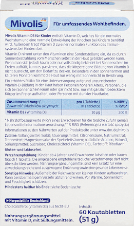 Vitamin D3 für Kinder Kautabletten 60 St, 51 g