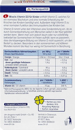 Vitamine D3 voor kinderen, kauwtabletten 60 stuks, 51 g
