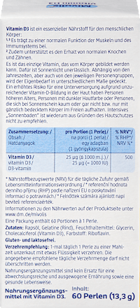 Vitamin D3 Perlen 1000 I.E. 60 St, 13,3 g