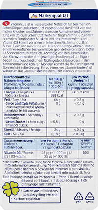 Vitamine D3 parels 1000 IE 60 stuks, 13,3 g
