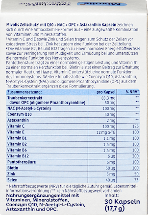 Zellschutz mit Q10 + NAC + OPC + Astaxanthin Kapseln 30 St, 17,7 g
