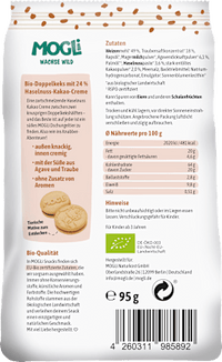 Kinderkekse Doppel Kekse mit Haselnuss Kakao Creme ab 3 Jahren, 95 g