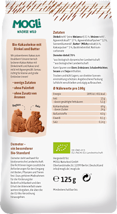 Kinderkekse Kakao mit Dinkel & Butter ab 3 Jahren, 125 g