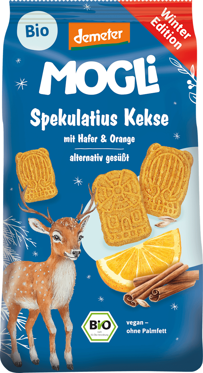 MOGLi Biscuits pour enfants Spéculoos à l'avoine & à l'orange dès 3 ans, 125 g