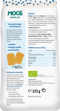 MOGLi Biscuits pour enfants Spéculoos à l'avoine & à l'orange dès 3 ans, 125 g