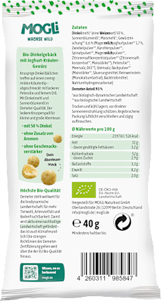 Kindersnack Dinkel Bällchen Kräuterquark Art ab 3 Jahren, 40 g