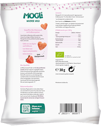 Kindersnack Erdbeer Herzen ab 3 Jahren, 30 g