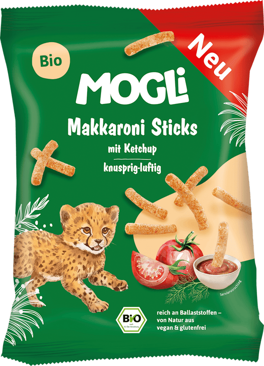 MOGLi Kindersnack Makkaroni Sticks mit Ketchup ab 3 Jahren, 40 g