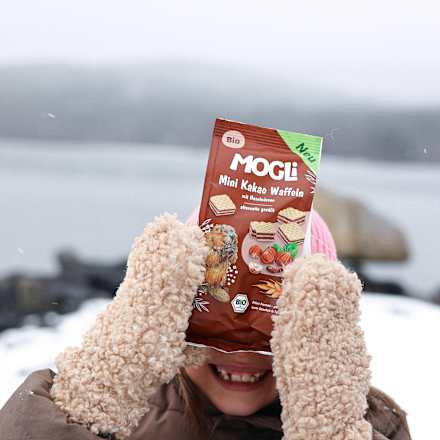 Kindersnack Mini Kakao Waffeln mit Haselnüssen, 75 g