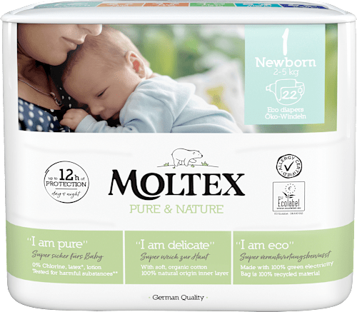 Pure &amp; Nature Luiers Maat 1 Pasgeboren (2-5 kg), 22 stuks