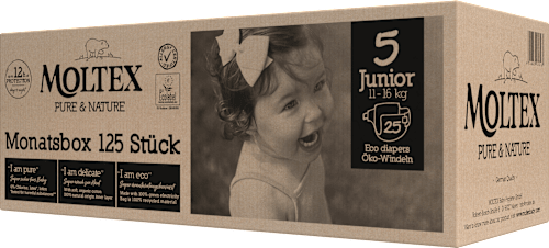Pure &amp; Nature Luiers Maat 5 Junior (11-16 kg), Maandelijkse Doos, 125 stuks