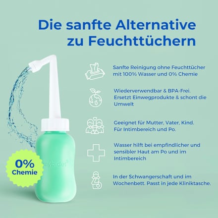 Po- und Intimdusche Mint, inkl. Reisebeutel und Deckel, 1 St